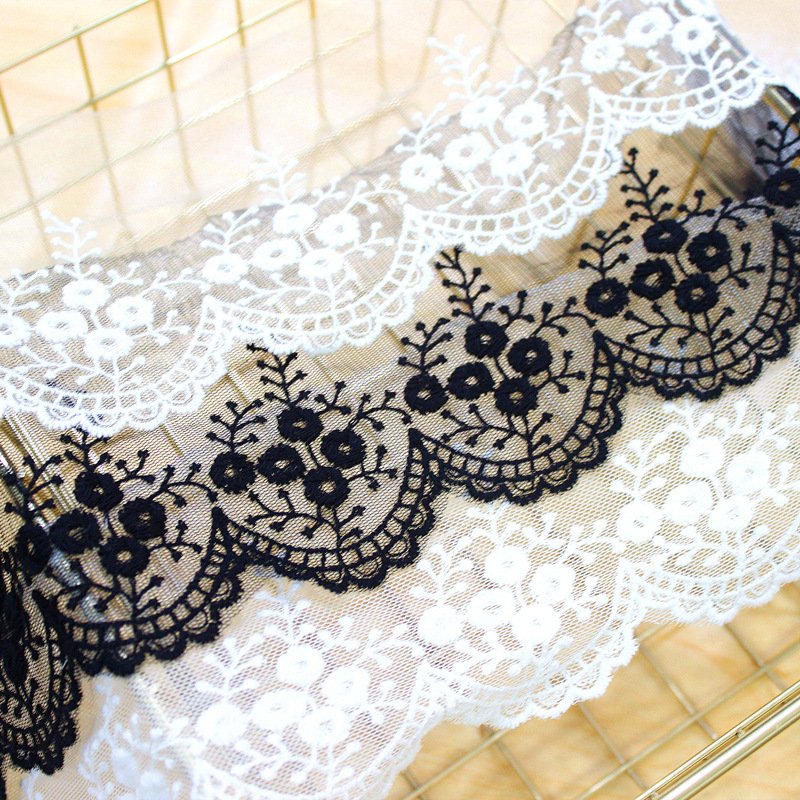 top quality popular embroidery white milk silk yards embroidery lace fabric border lace trim lace accessories