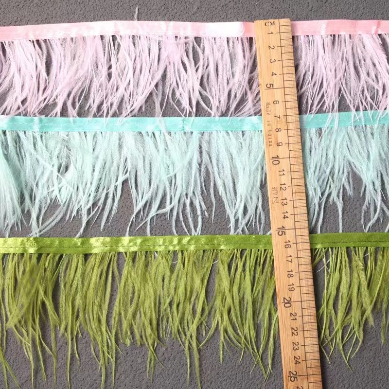 Wholesale 10-15CM Sustainable Ostrich Feather Lace for Dresses & Handbags 10-15CM Fluffy Ostrich Feather Trims and Fringes