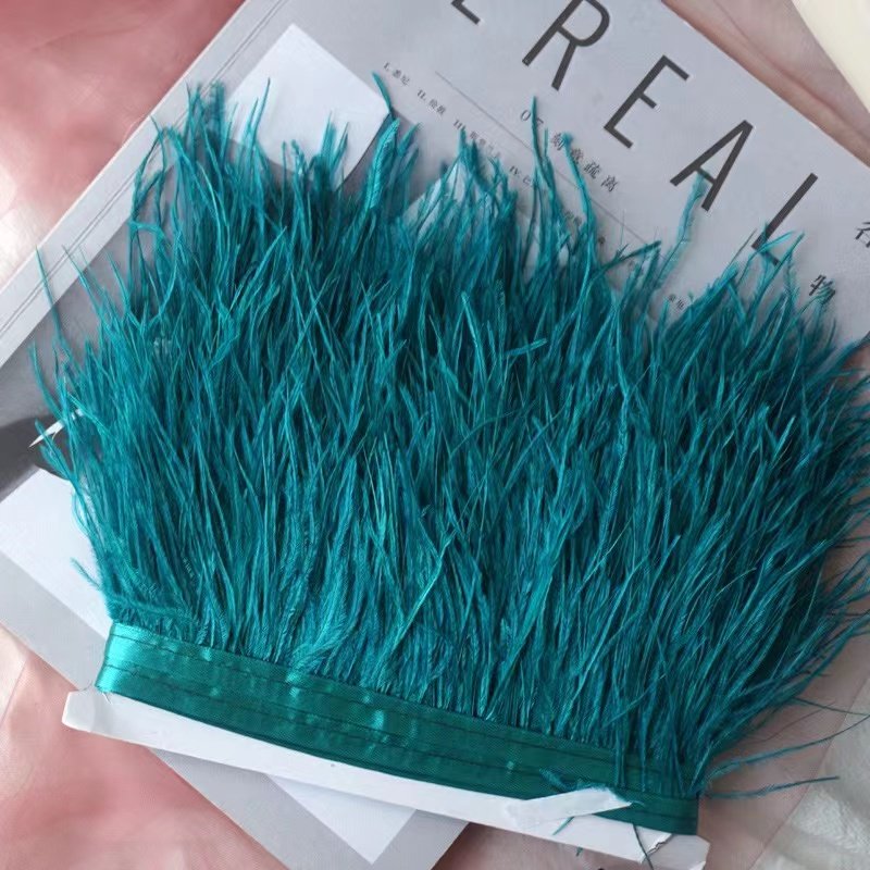 Wholesale 10-15CM Sustainable Ostrich Feather Lace for Dresses & Handbags 10-15CM Fluffy Ostrich Feather Trims and Fringes