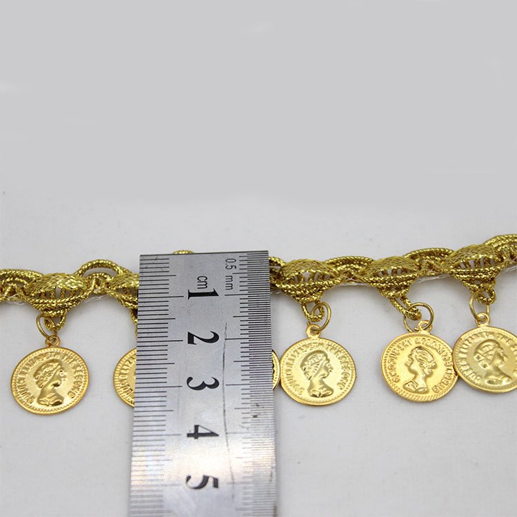 DIY Mini Coin design braid trim 3.5cm gold silver braided sequined laser bell tassel lace trimming lace fabric