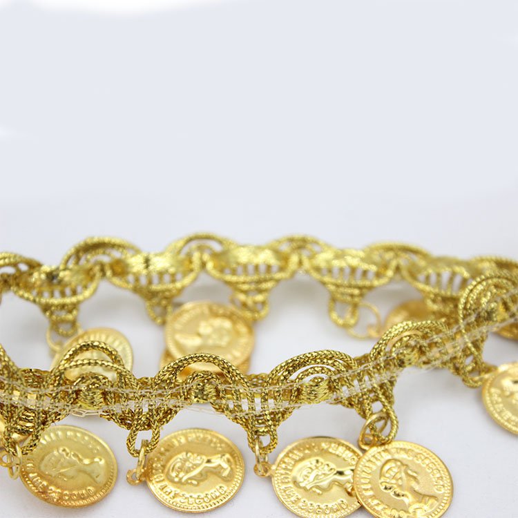 DIY Mini Coin design braid trim 3.5cm gold silver braided sequined laser bell tassel lace trimming lace fabric