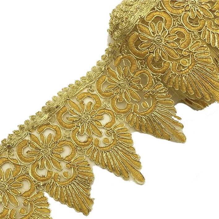 Wholesale Rayon Embroidery Scalloped Lace Trim 12.5cm Wide for Bridal Wedding Organza Fabric
