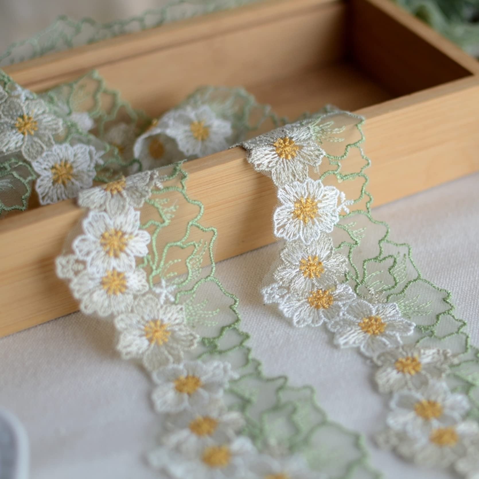 High Quality 2.4" Exquisite Flower Embroidery Ribbon Applique Crochet Sewing Organza Lace Trim for Wedding Dress Clothes Decor