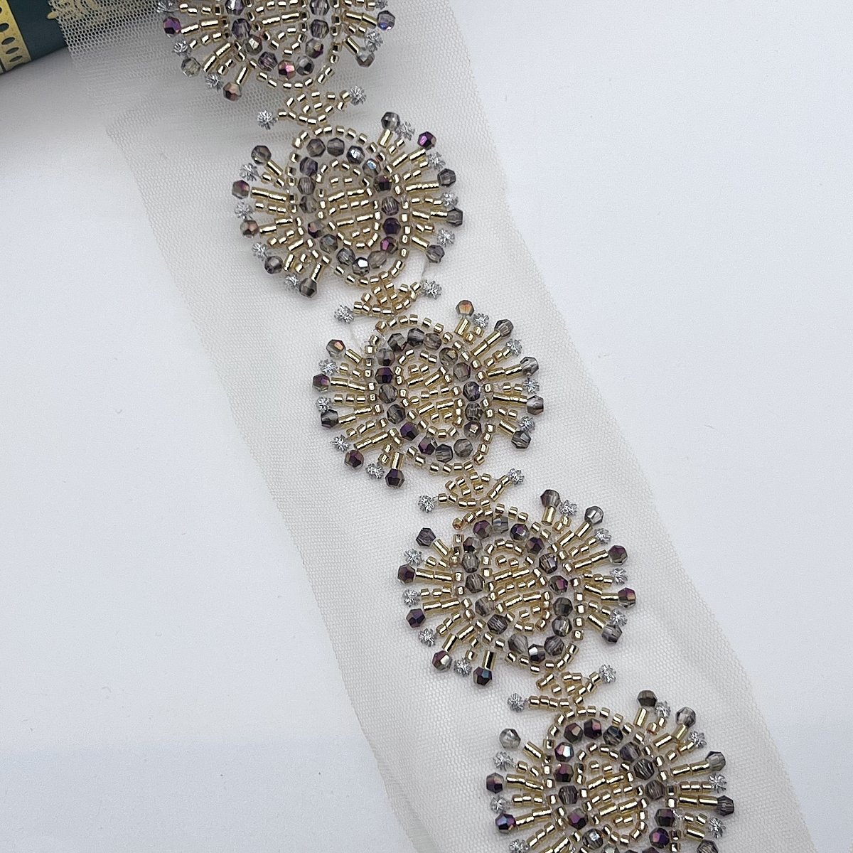 2024 Guatemala 3.5CM new design Camo Diamond Beaded Colored bead Lace can be customized top skirt beaded lace trim
