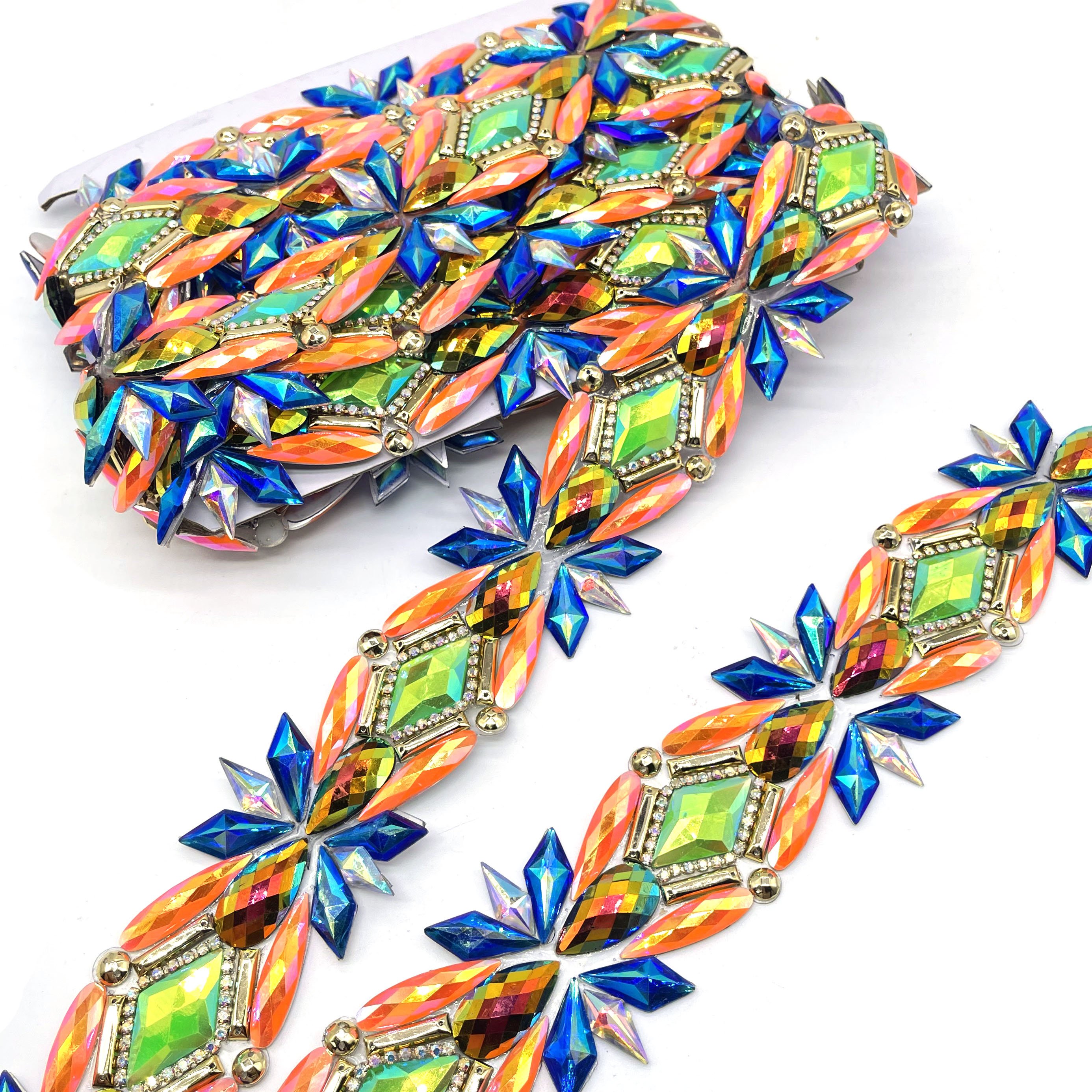2025 carnival Supply Hot fix Rhinestone Trim Iron On Crystal Appliques for Trinidad Caribbean carnival costumes Accessories