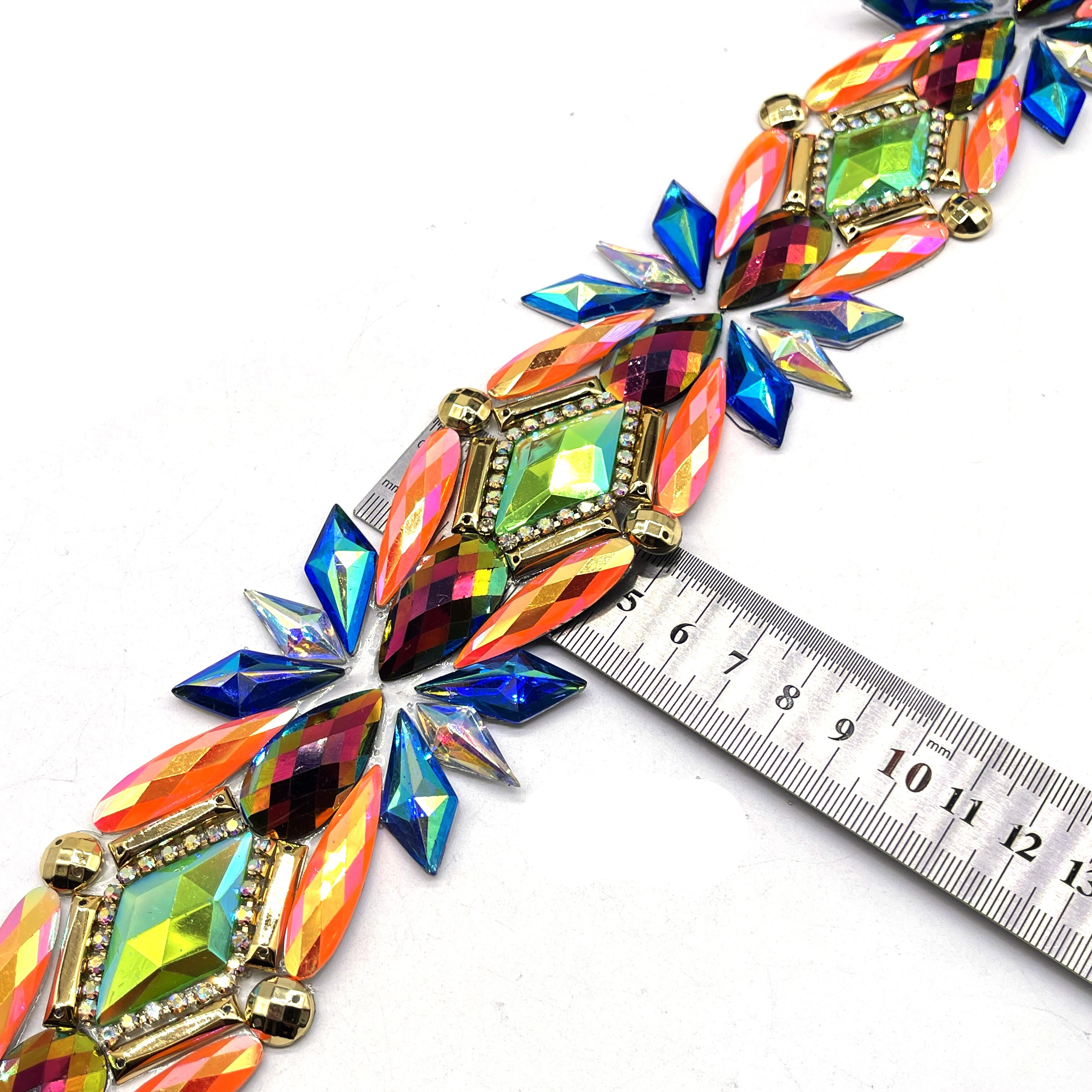 2025 carnival Supply Hot fix Rhinestone Trim Iron On Crystal Appliques for Trinidad Caribbean carnival costumes Accessories