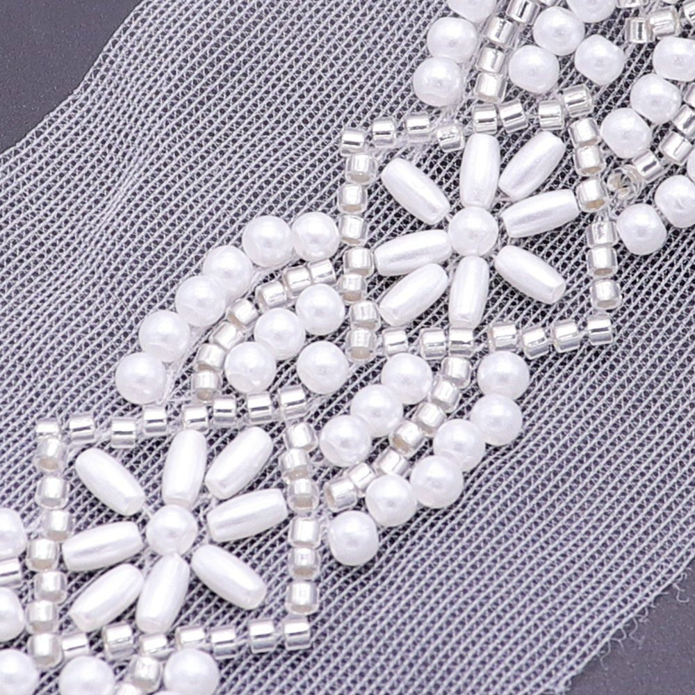 New Design Wedding Dress Decoration Mesh Pearls Lace Embroidery Trim Beaded Embroidery Lace Trim