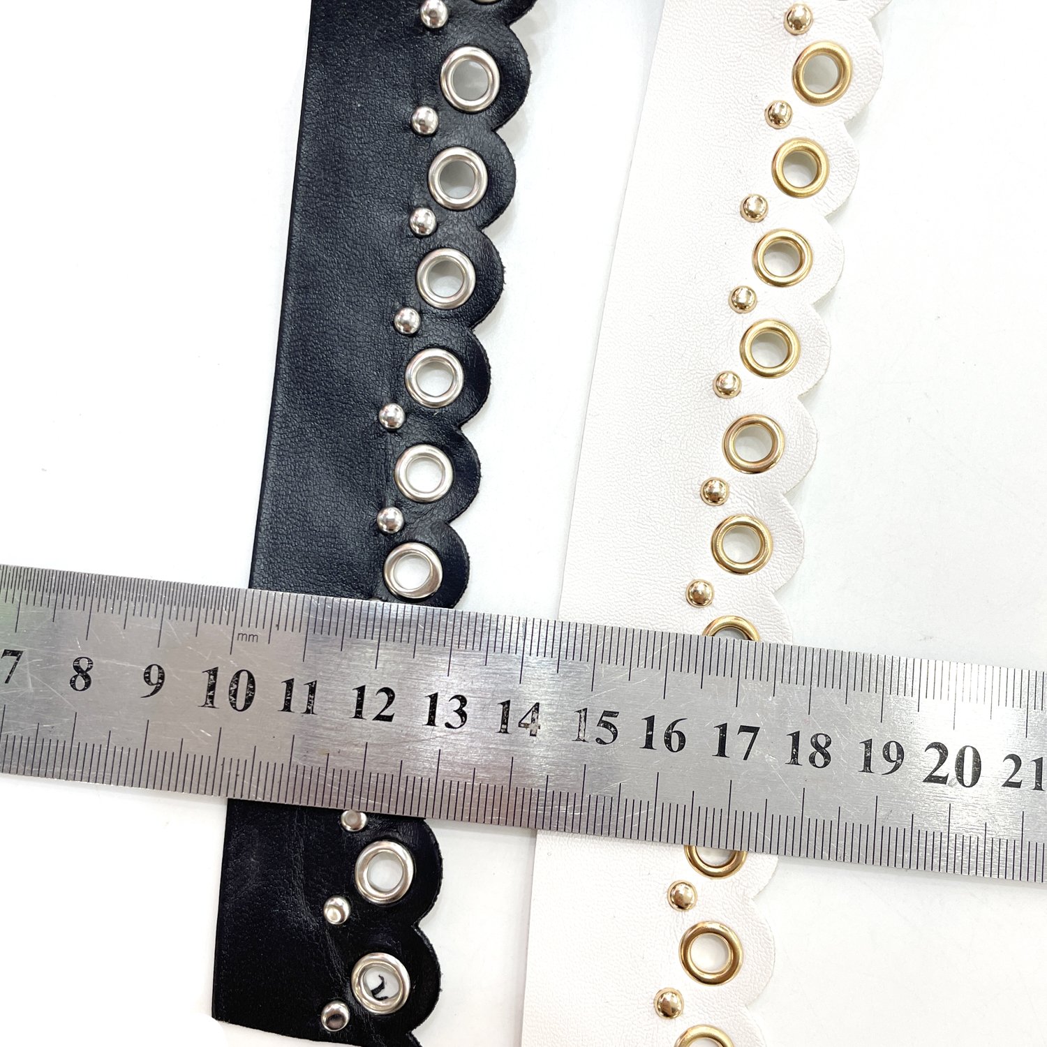tr005 wholesale custom PU leather eyelet lace trim punk style garment accessories