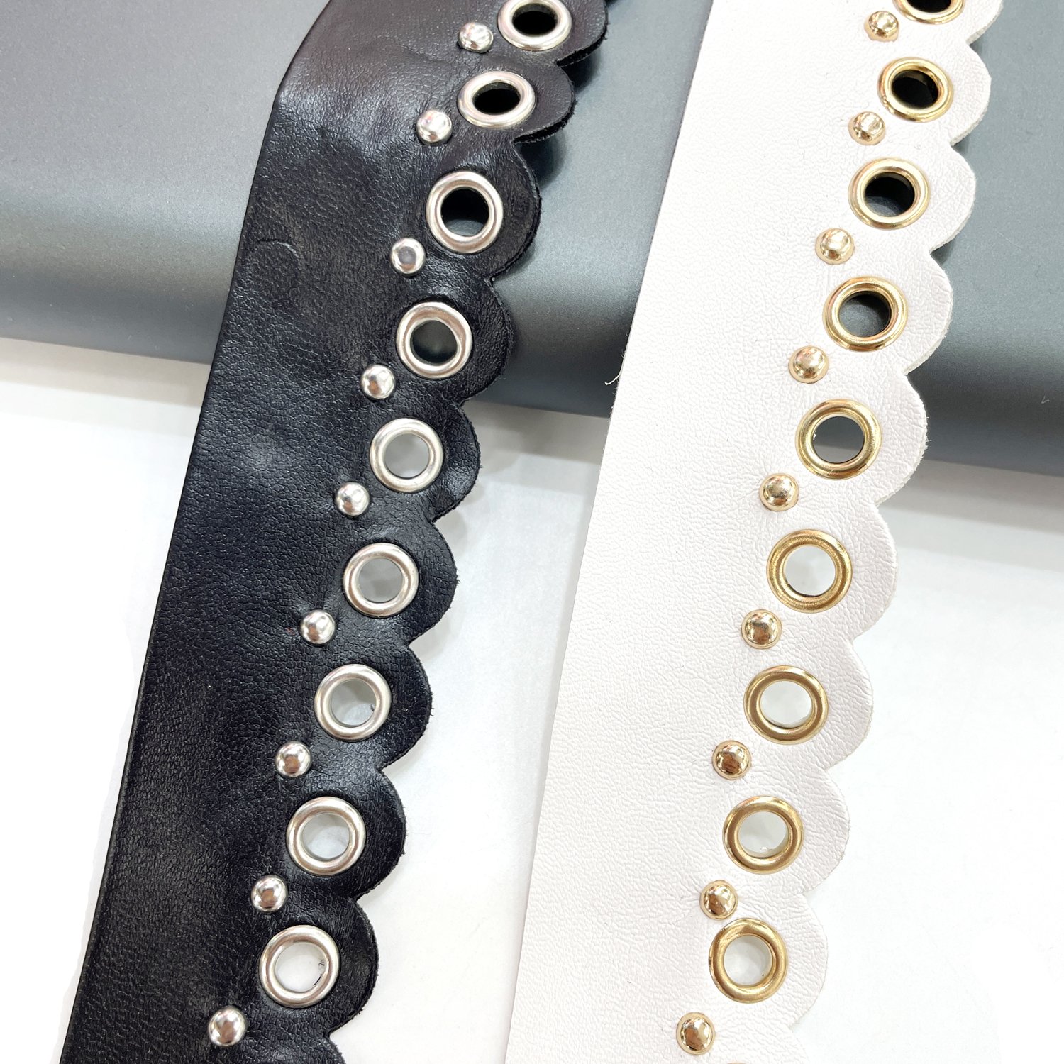 tr005 wholesale custom PU leather eyelet lace trim punk style garment accessories