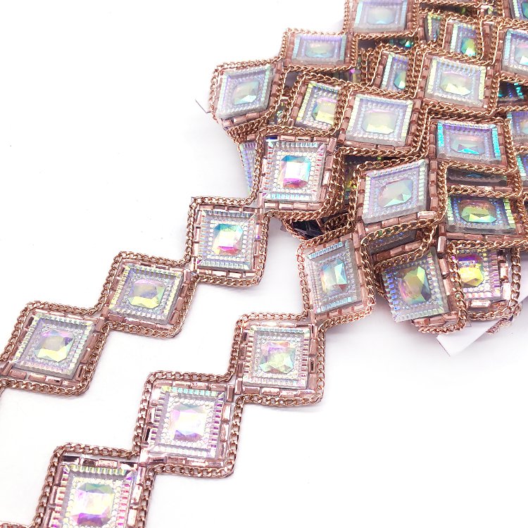 best-selling collection Iron-on Trimmings being made of resin/acrylic stones with gorgeous crystal rhinestones and beads