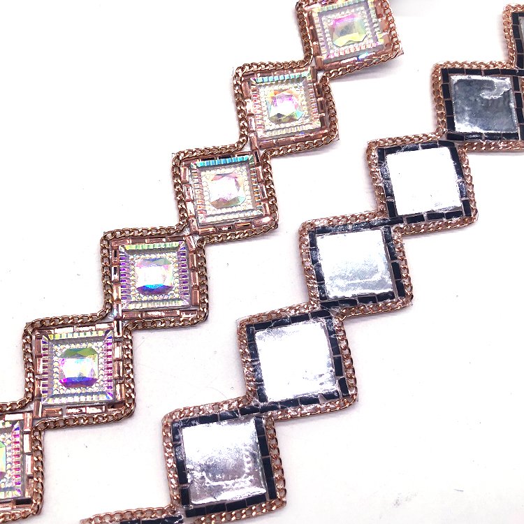 best-selling collection Iron-on Trimmings being made of resin/acrylic stones with gorgeous crystal rhinestones and beads