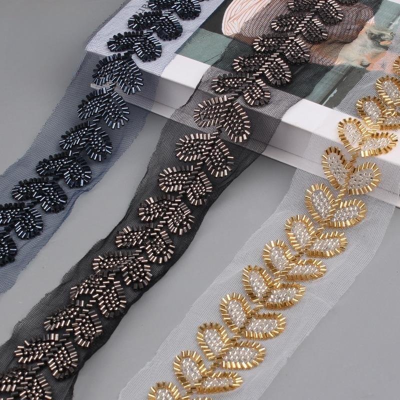 2023 Hot list Beaded bar code mesh machine Lace ribbon Lace beaded clothing accessories Hand-beaded sequin trim