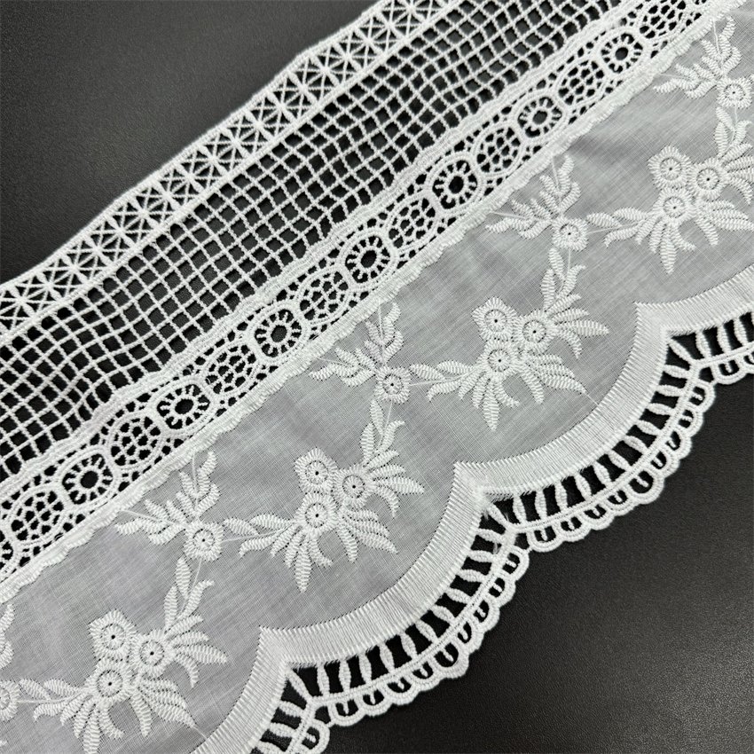 Fine woven cotton fabric carvend holes Trimming lace water soluble Embroidery border lace trim garment