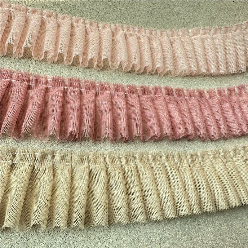 Custom Chiffon Lace Trim Ribbon Dress Fluffy Lace Garment Processing Accessories Decorative 5cm Pleated Lace Trims