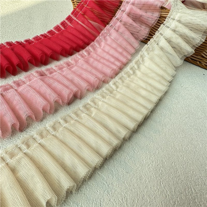 Custom Chiffon Lace Trim Ribbon Dress Fluffy Lace Garment Processing Accessories Decorative 5cm Pleated Lace Trims