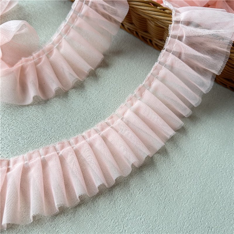 Custom Chiffon Lace Trim Ribbon Dress Fluffy Lace Garment Processing Accessories Decorative 5cm Pleated Lace Trims