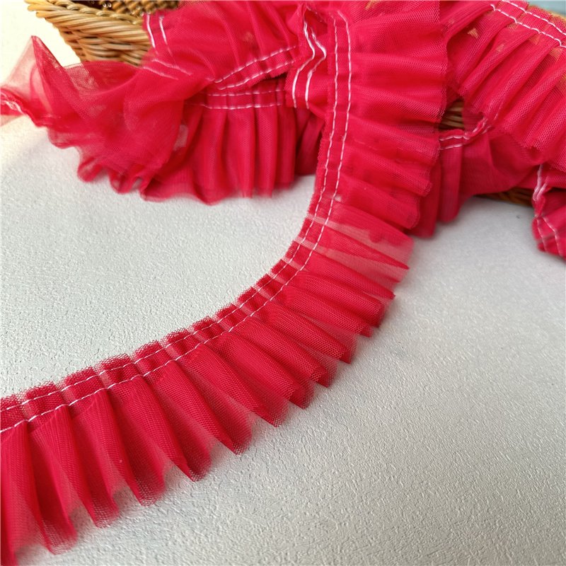 Custom Chiffon Lace Trim Ribbon Dress Fluffy Lace Garment Processing Accessories Decorative 5cm Pleated Lace Trims