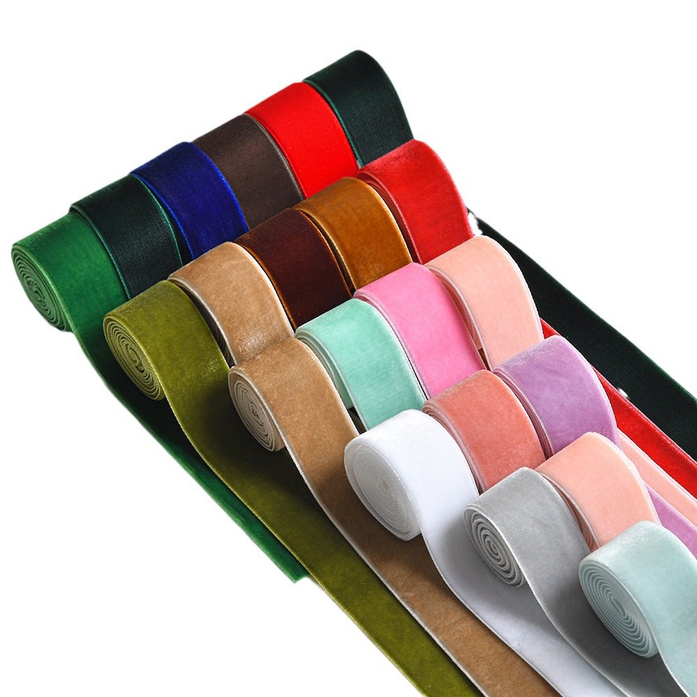 Hot Selling Custom Color Velvet Ribbon Single Faced Velvet Tape Gift Packing Christmas Velvet Trim Ribbon