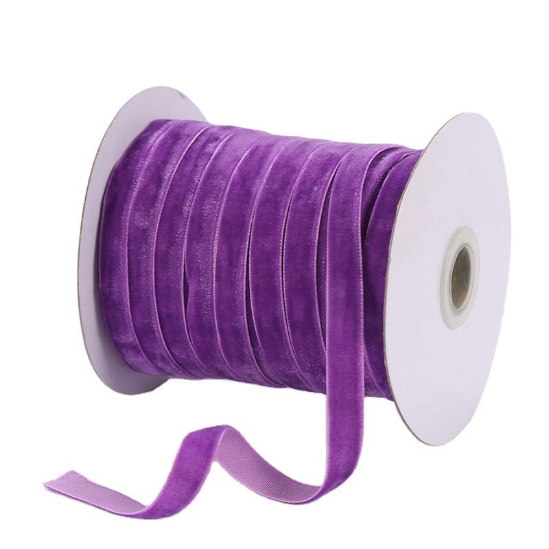 Hot Selling Custom Color Velvet Ribbon Single Faced Velvet Tape Gift Packing Christmas Velvet Trim Ribbon
