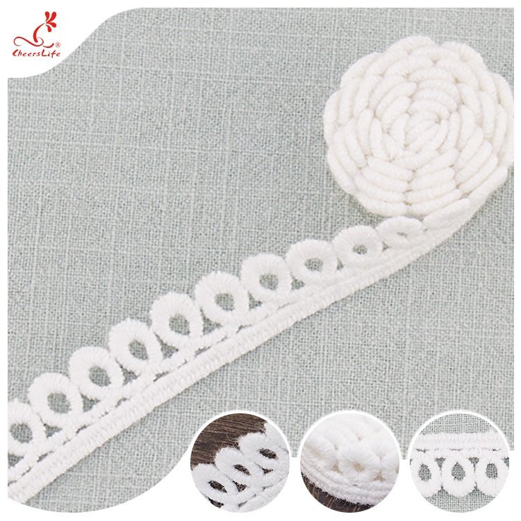 Wholesales Lace Trimmings Applique 100% Cotton Crocheted Water Soluble Lace Trim Accessories For Garment Dress