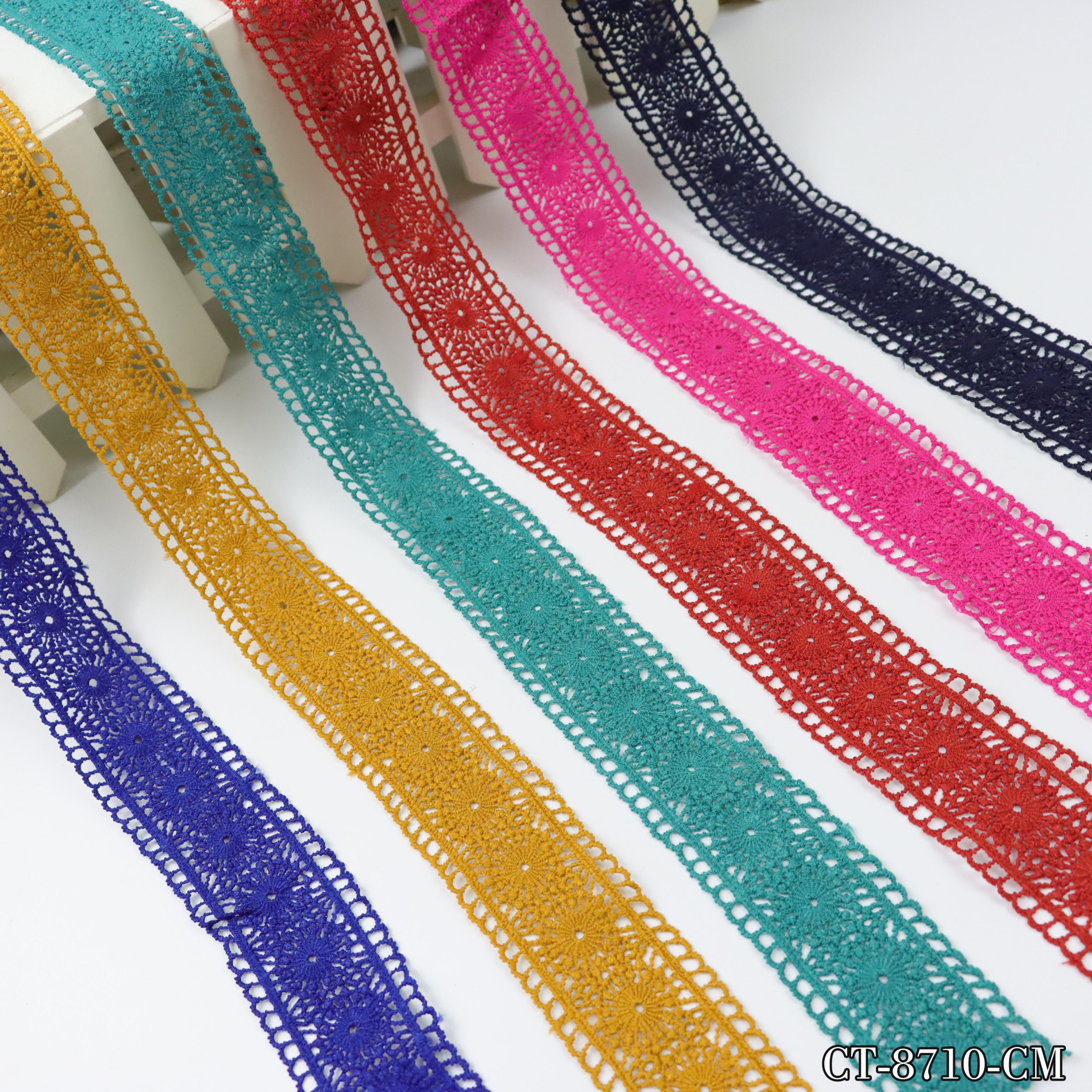 Ribete de encaje OEM wholesale polyester material border embroidery lace trim