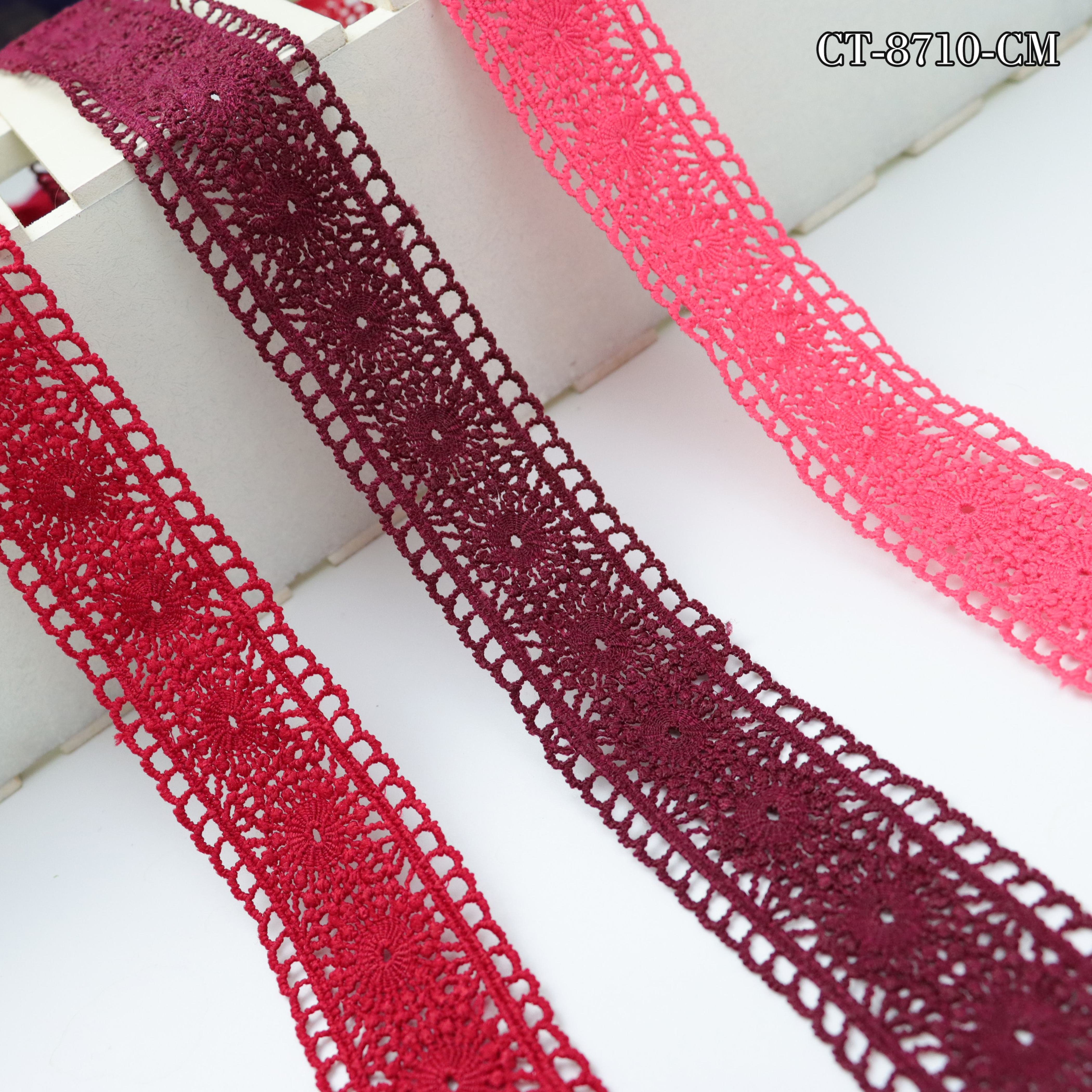 Ribete de encaje OEM wholesale polyester material border embroidery lace trim