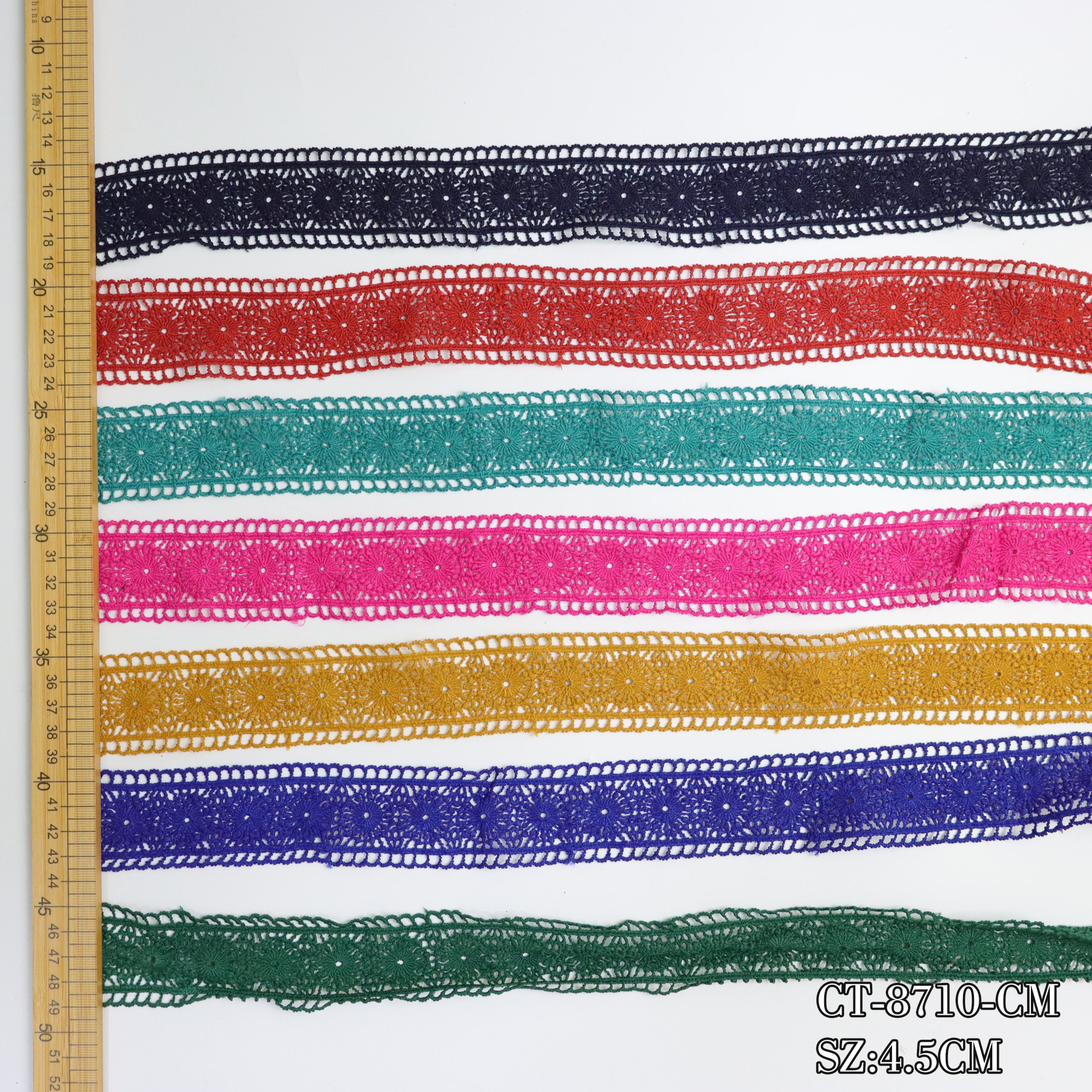 Ribete de encaje OEM wholesale polyester material border embroidery lace trim