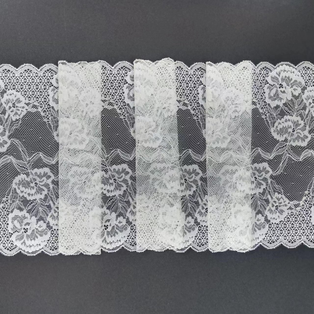 Women's Vintage Lace Trim Bra Material 90% Nylon 10% Spandex White Voile Lace Fabrics for Weddings