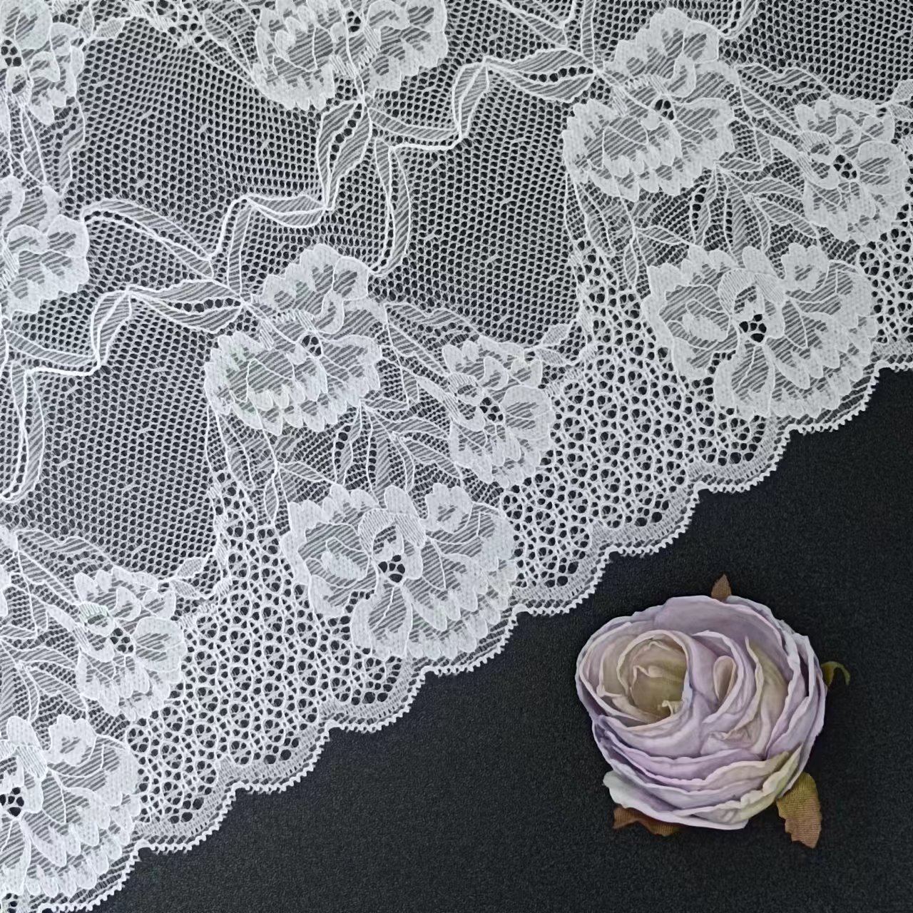 Women's Vintage Lace Trim Bra Material 90% Nylon 10% Spandex White Voile Lace Fabrics for Weddings