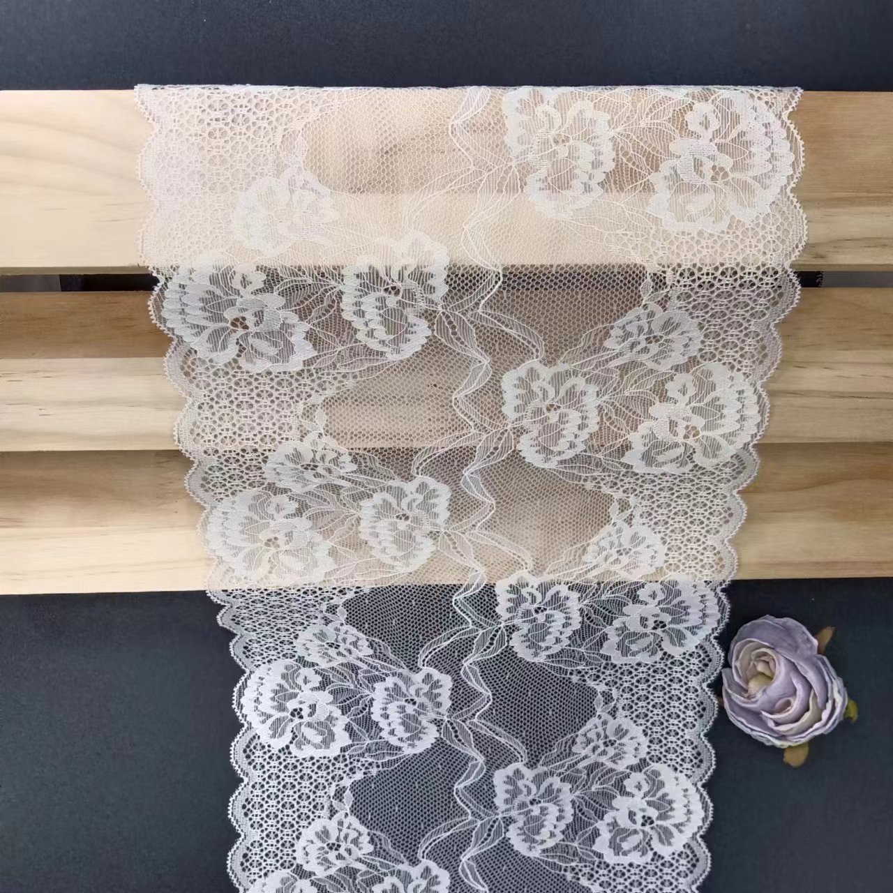 Women's Vintage Lace Trim Bra Material 90% Nylon 10% Spandex White Voile Lace Fabrics for Weddings
