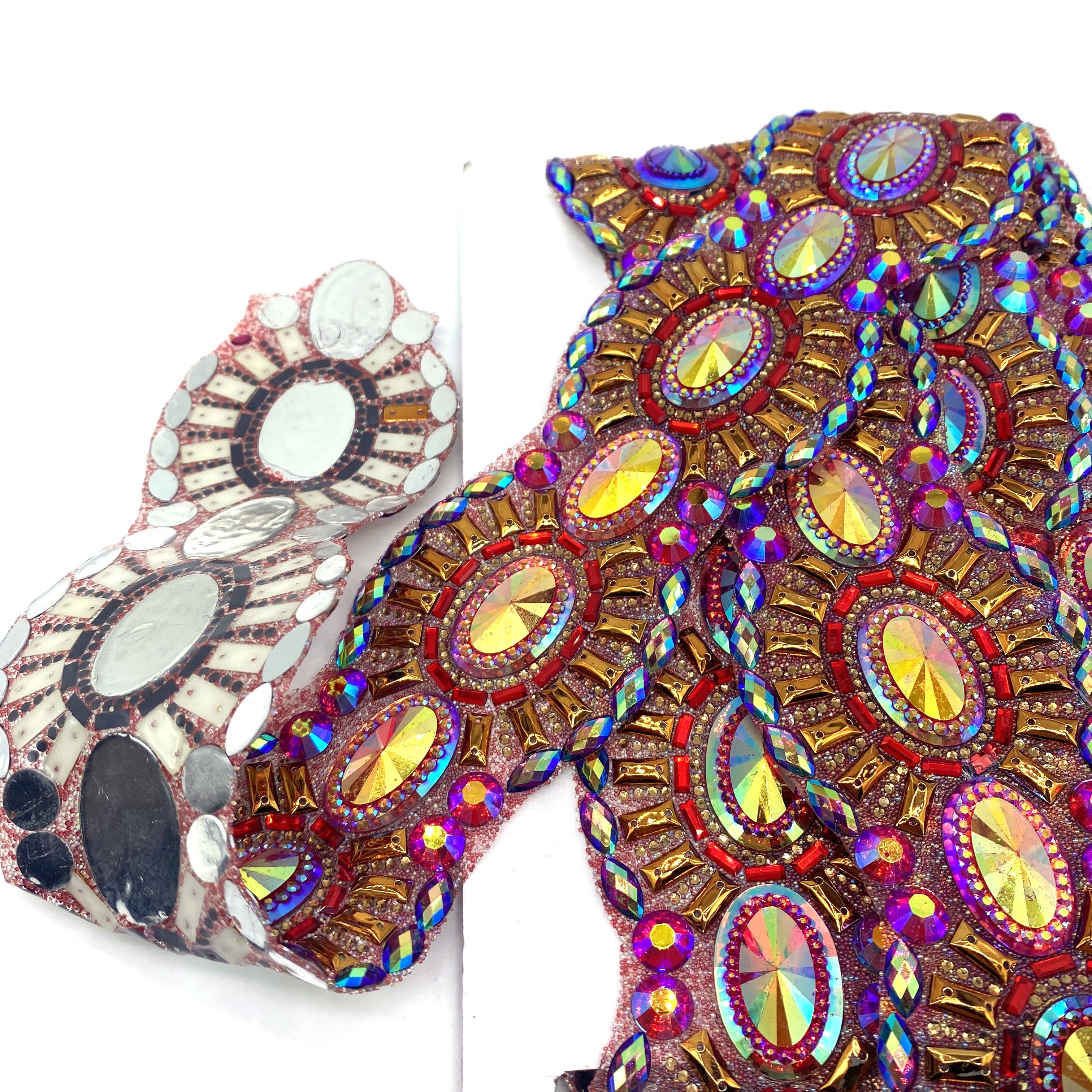 wholesale custom carnival dress belt Bar decoration large red AB Iron on hot fix rhinestone trimming for clothes accessories