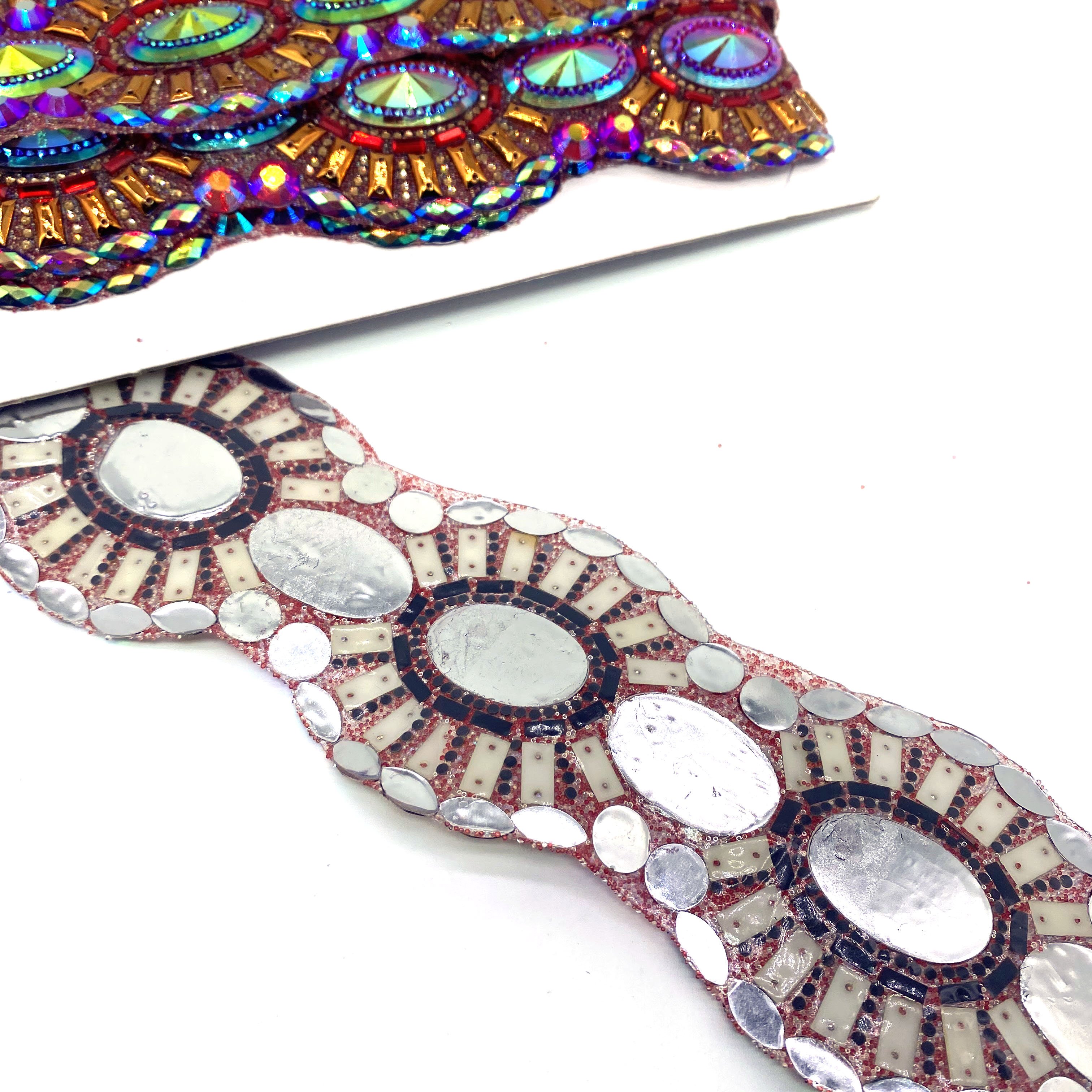 wholesale custom carnival dress belt Bar decoration large red AB Iron on hot fix rhinestone trimming for clothes accessories