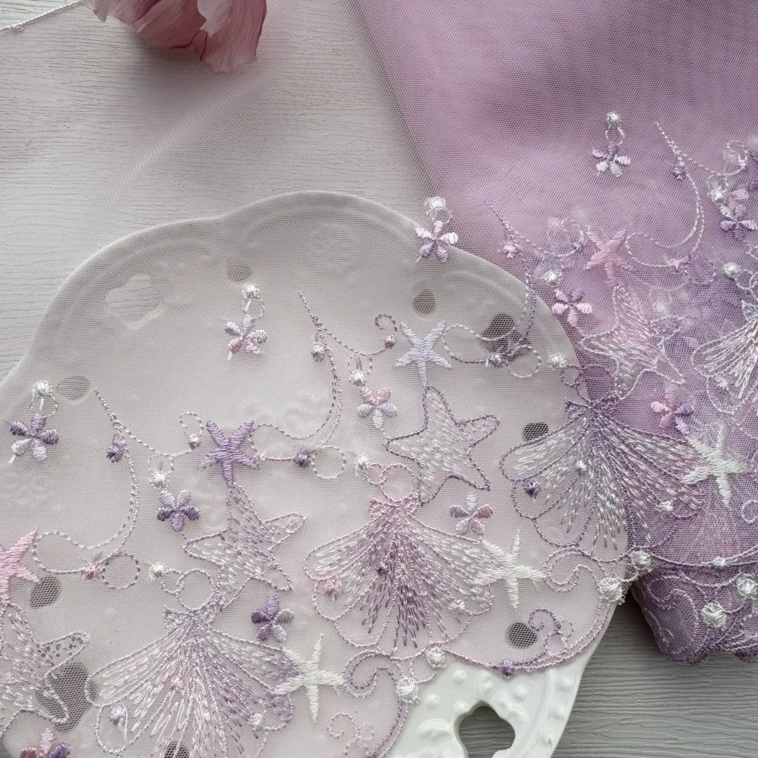 High Quality Exquisite 3D Lace Shell Gradient Mermaid Ocean Element Embroidered Lace Trim