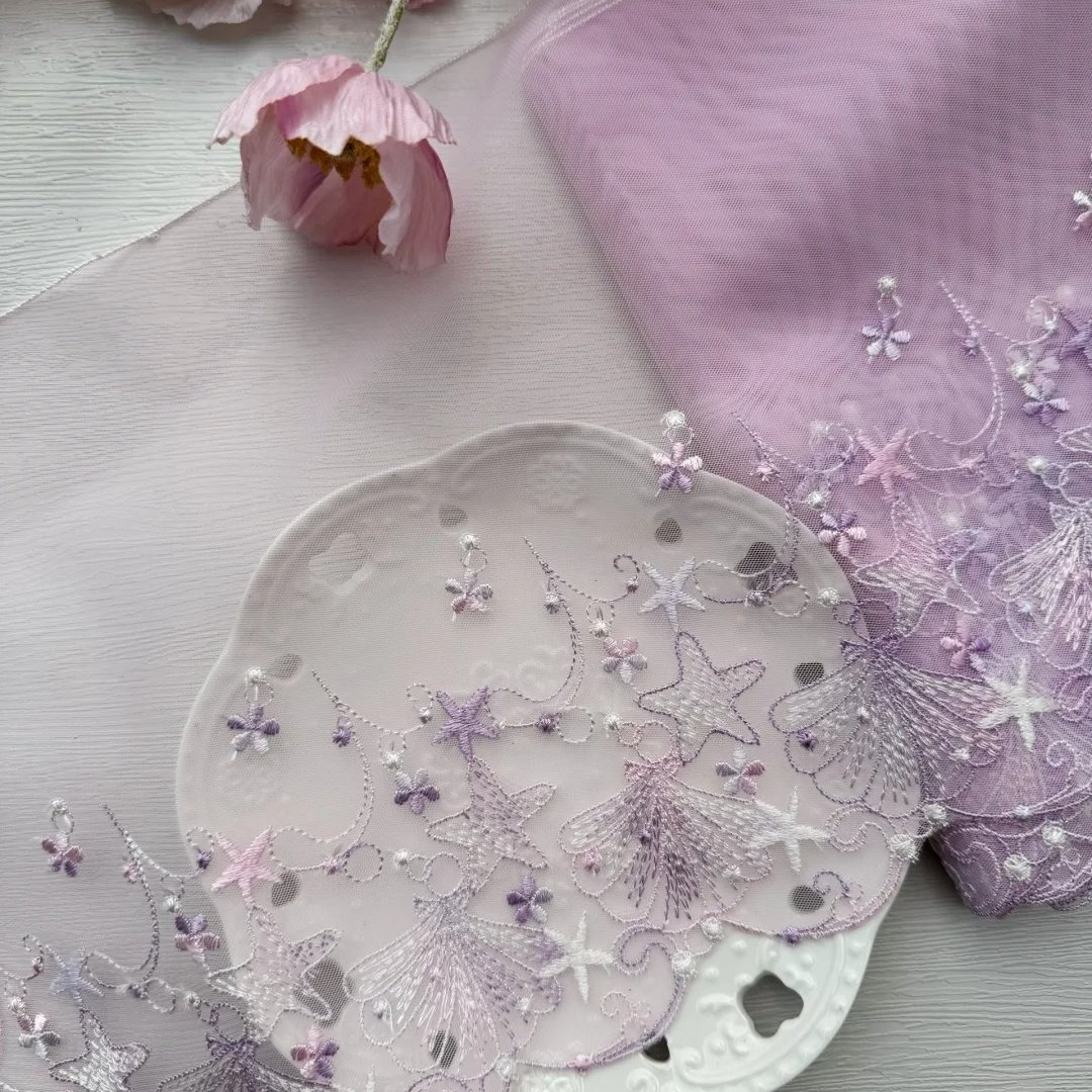 High Quality Exquisite 3D Lace Shell Gradient Mermaid Ocean Element Embroidered Lace Trim