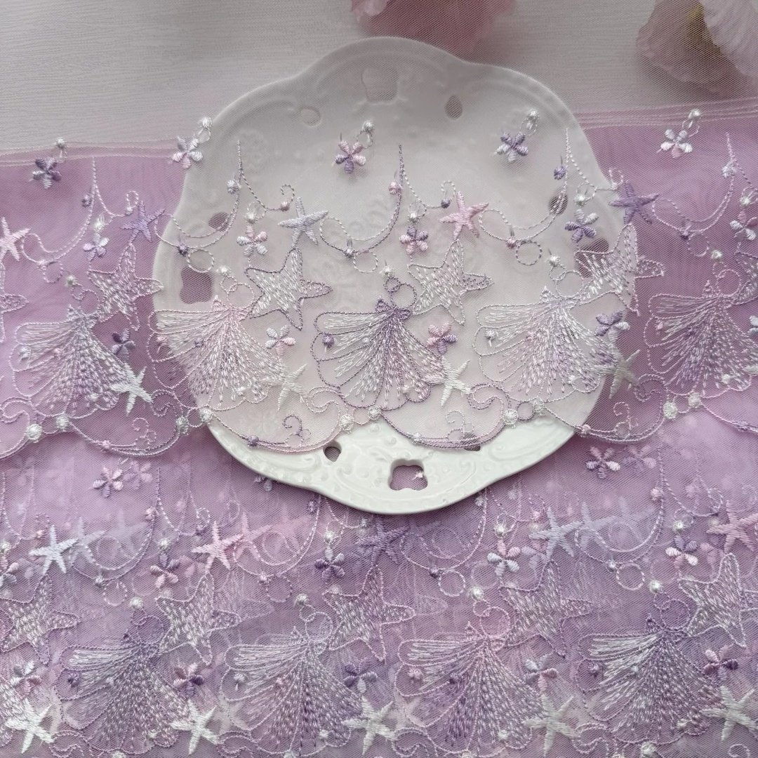High Quality Exquisite 3D Lace Shell Gradient Mermaid Ocean Element Embroidered Lace Trim