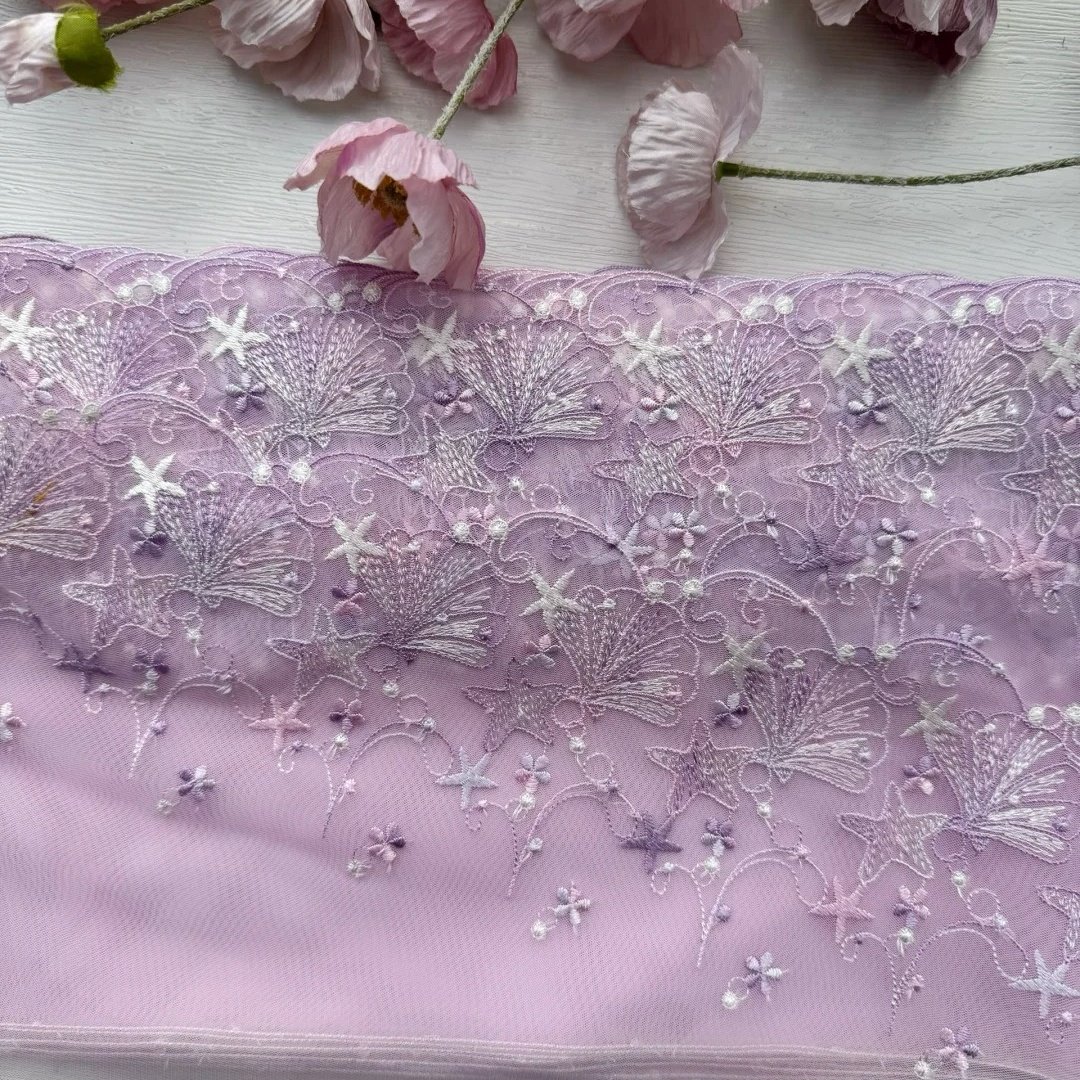 High Quality Exquisite 3D Lace Shell Gradient Mermaid Ocean Element Embroidered Lace Trim