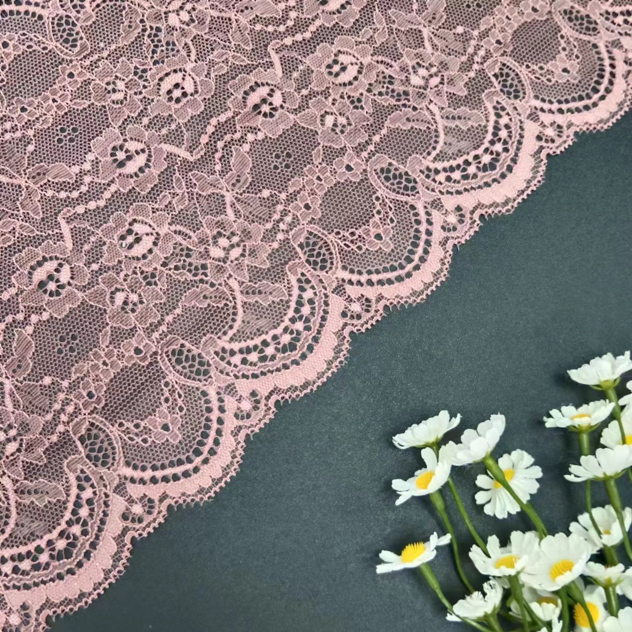 Colorful Voile Nylon Spandex Lace Fabric Custom Width Elastic Tulle Underwear Roll Knitted Lace Trim Customized Size