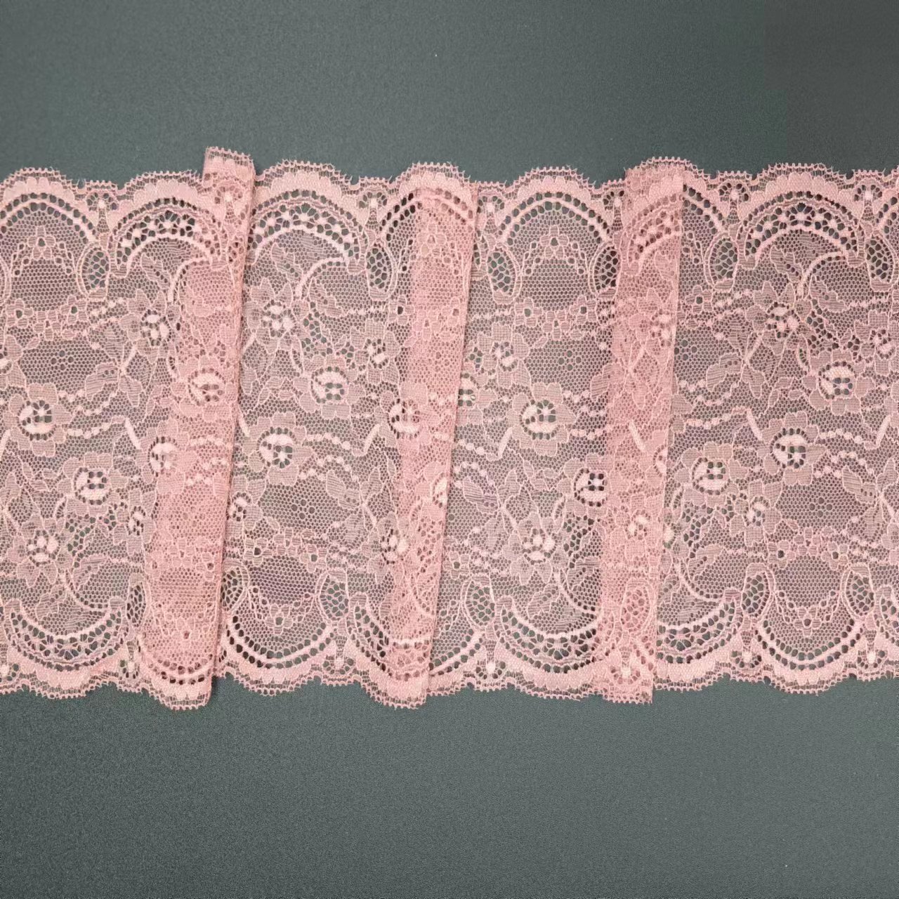 Colorful Voile Nylon Spandex Lace Fabric Custom Width Elastic Tulle Underwear Roll Knitted Lace Trim Customized Size