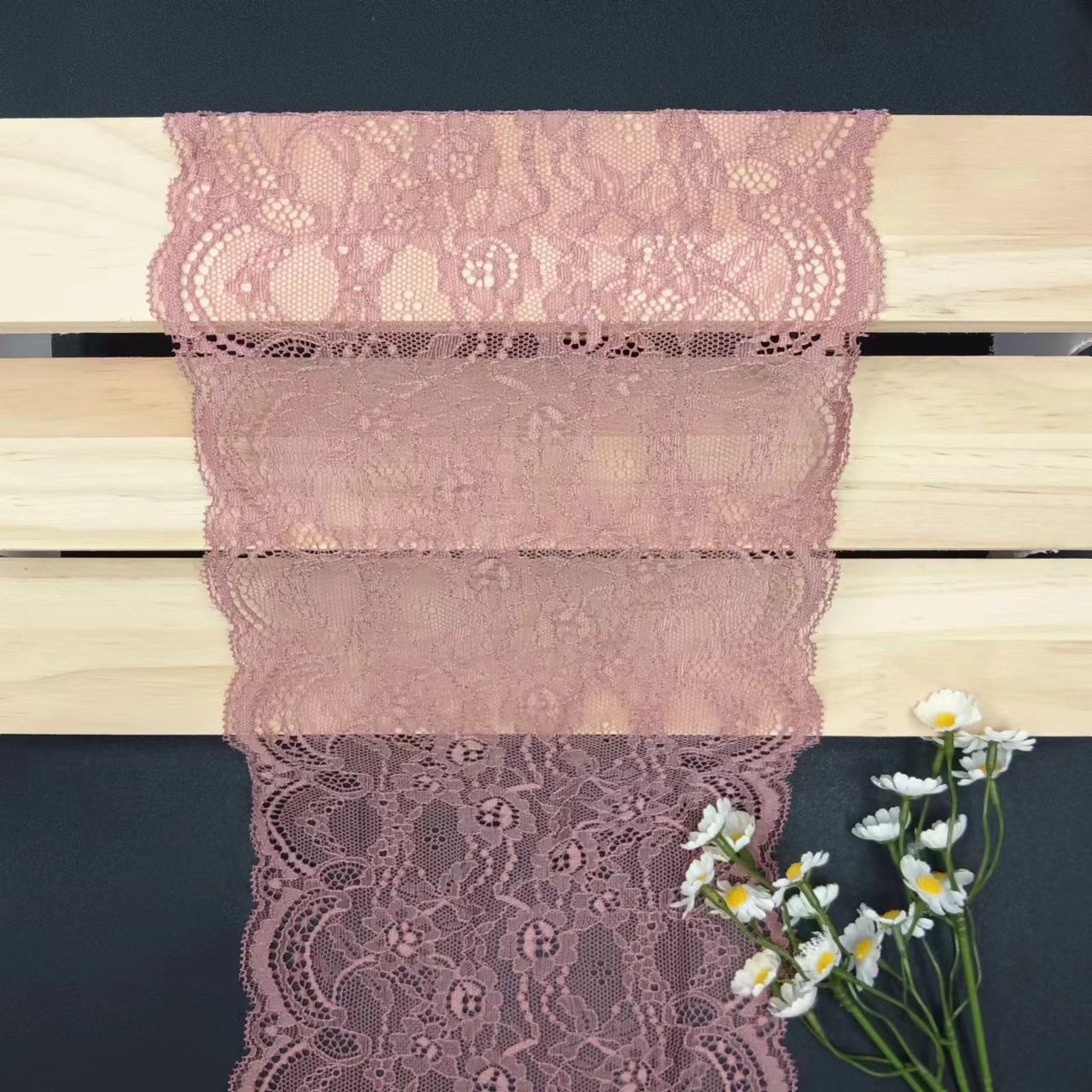 Colorful Voile Nylon Spandex Lace Fabric Custom Width Elastic Tulle Underwear Roll Knitted Lace Trim Customized Size