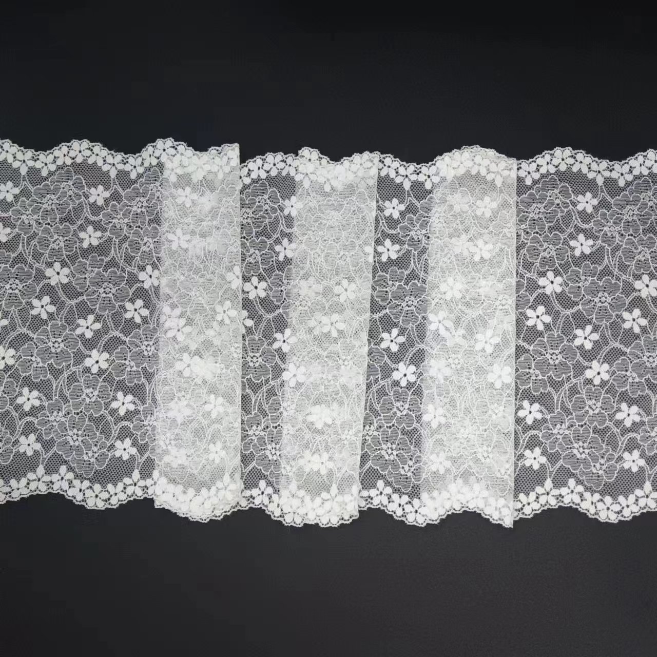 23 cm Floral Lace Trim Elastic Nylon Spandex Voile Lace Trim White Tulle Lingerie Accessories Roll Decoration