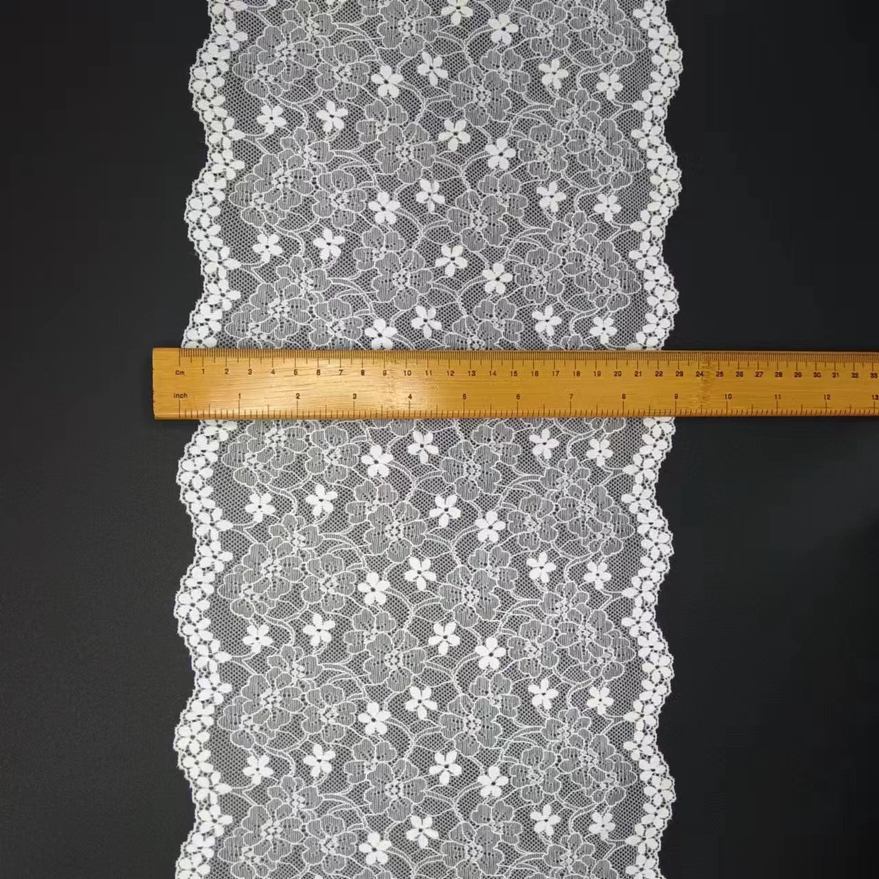 23 cm Floral Lace Trim Elastic Nylon Spandex Voile Lace Trim White Tulle Lingerie Accessories Roll Decoration