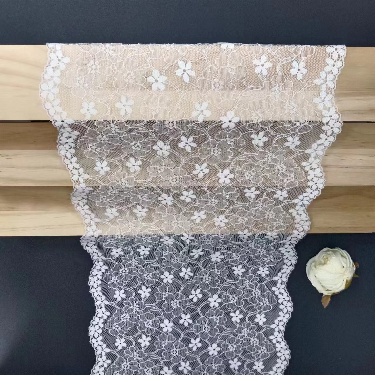 23 cm Floral Lace Trim Elastic Nylon Spandex Voile Lace Trim White Tulle Lingerie Accessories Roll Decoration