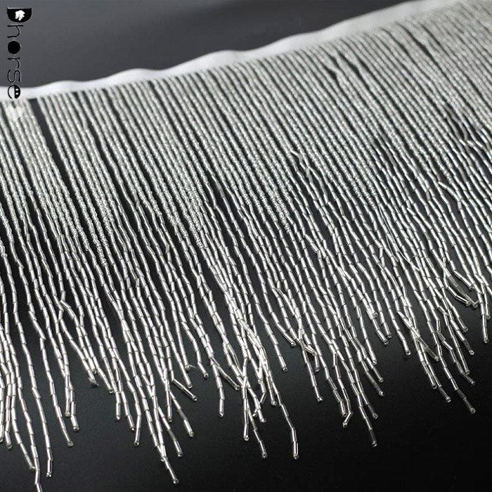 Hot sell 28cm long hand sew on gold and silver tassel fringe trim beaded
