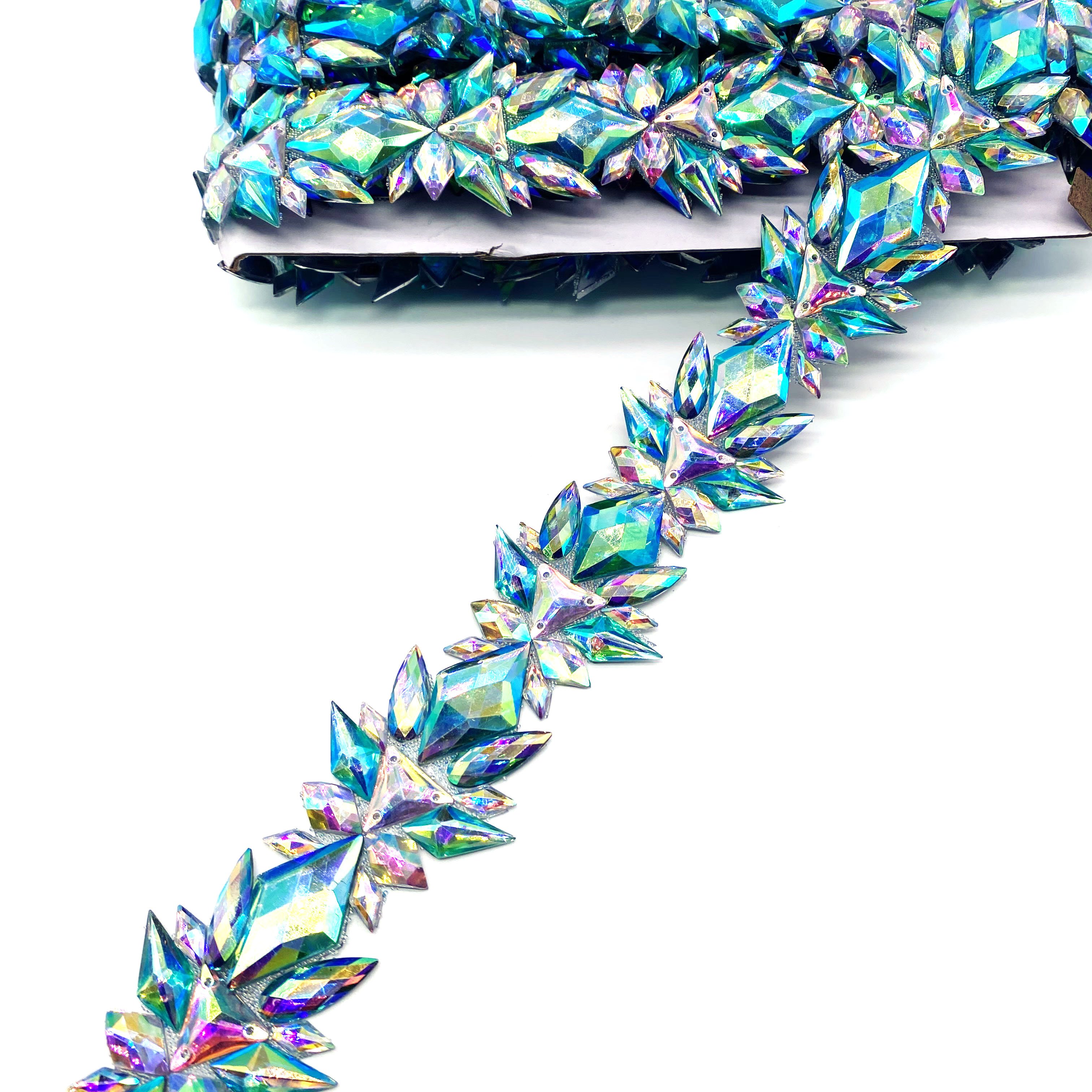 Custom Hot Sale AB Colors Resin Gems Iron-On Hot Fix Rhinestone Appliques for Carnival Bikini Decoration Hot Styles Trimmings
