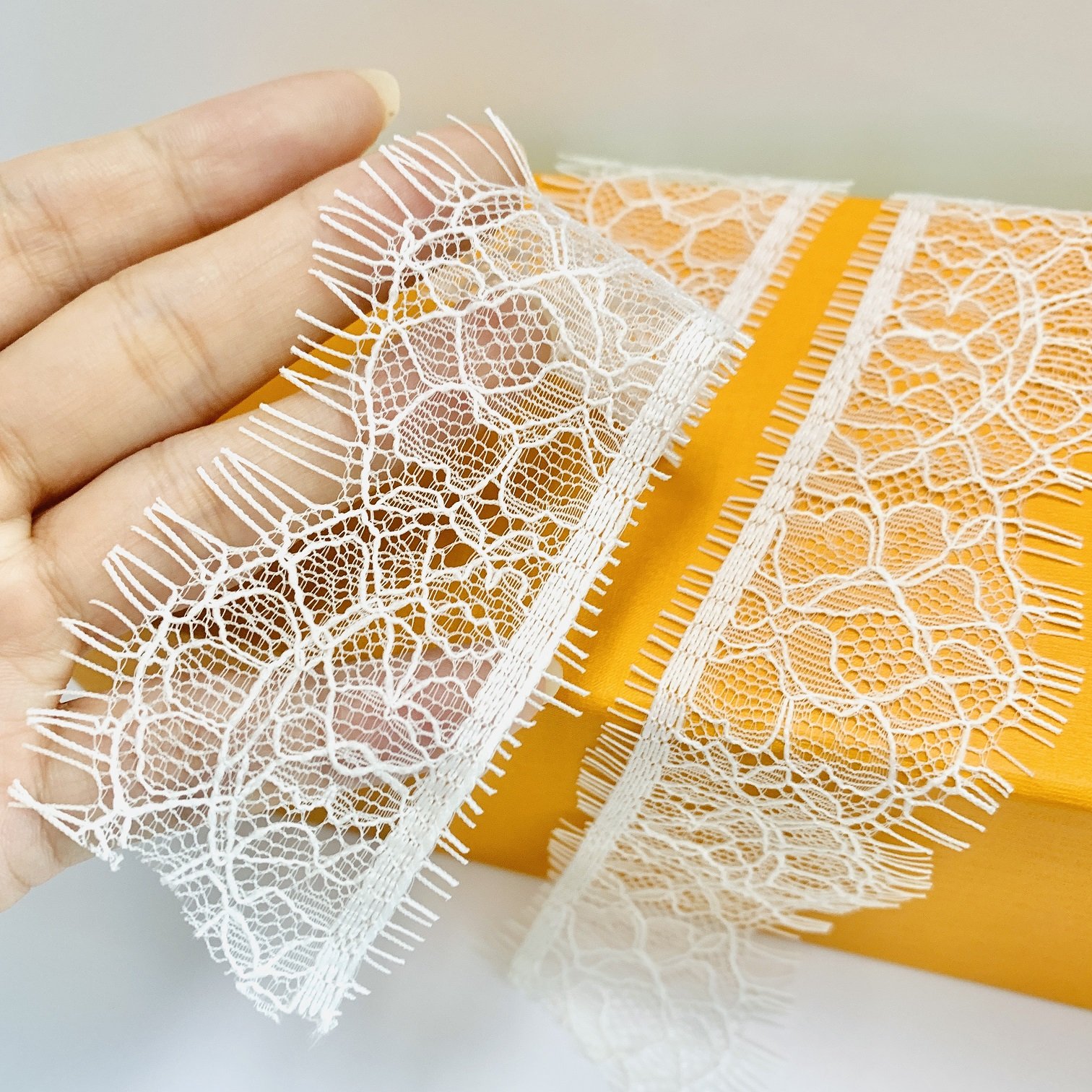 Wholesale 4cm wide Nylon Embroidery Picot tassel fringe Lace Trim Fabric for women Dress Skirt Sleeves Neckline