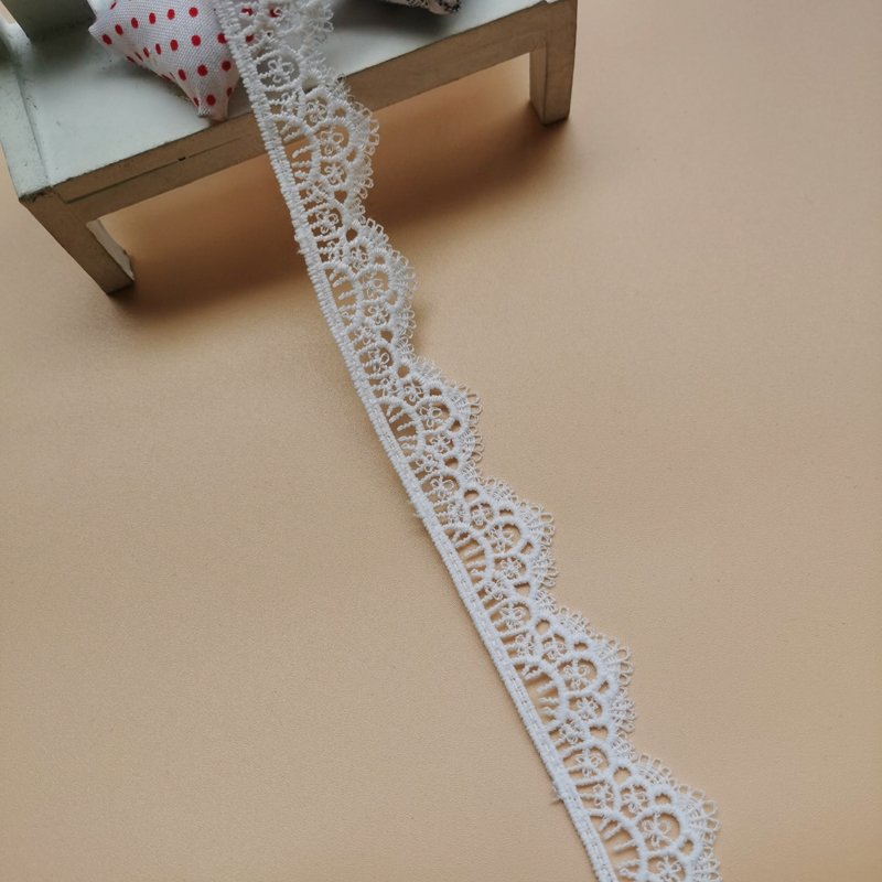 Garments Accessories Polyester Milk Yarm Milk Silk Polyester White Flower Embroidery Lace Trim For Children's Clothes