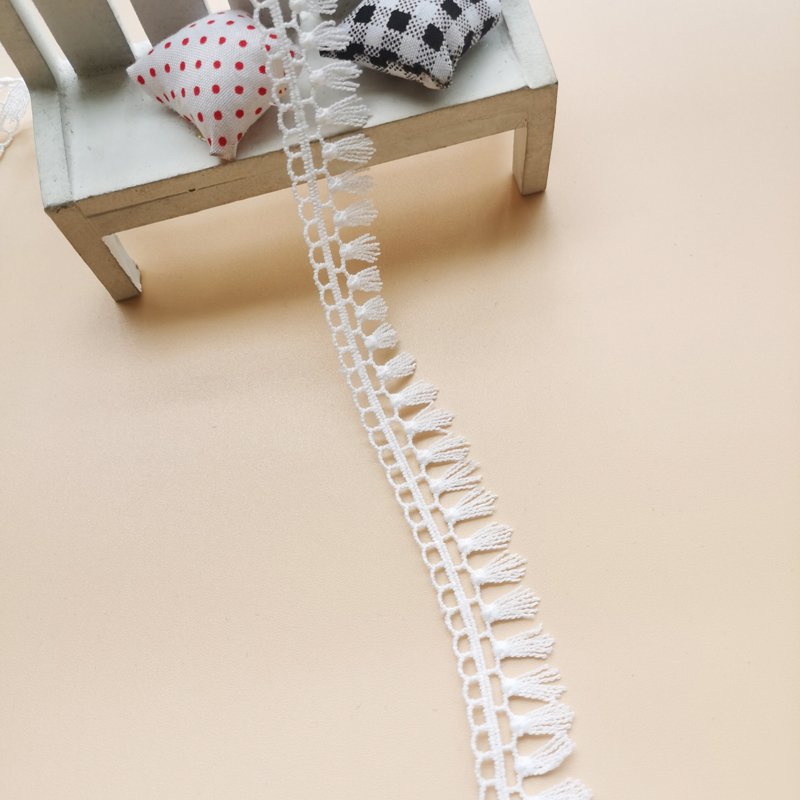 Garments Accessories Polyester Milk Yarm Milk Silk Polyester White Flower Embroidery Lace Trim For Children's Clothes