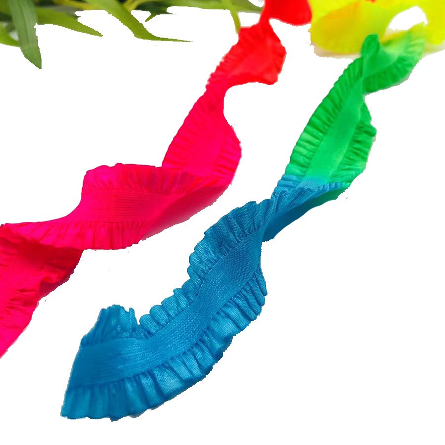 hengda factory hot sale elastic band sewing ruffle edges elastic ribbon double edge ruffle trim