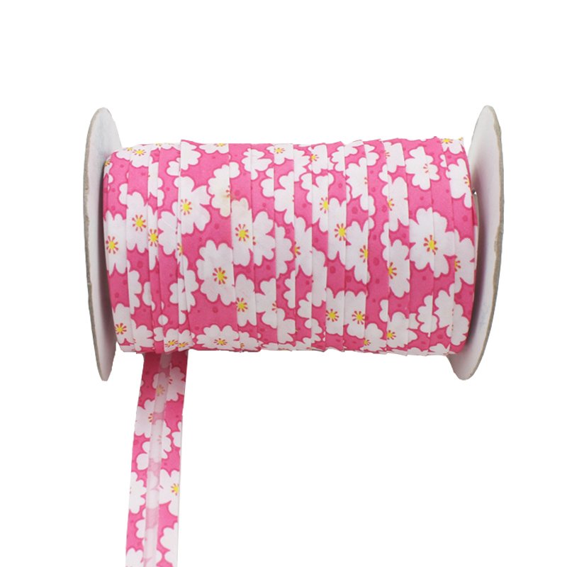 Polyester 3/4"(20mm) Flower Print Satin Bias Tape Bias Binding For DIY Garment Sewing And Trimming