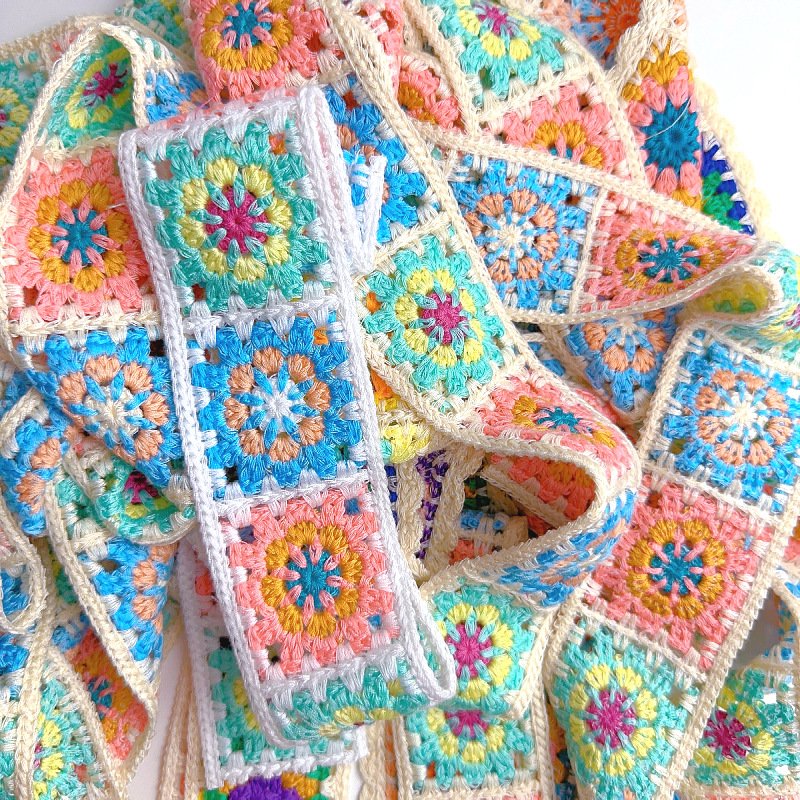 Width 2 inch Colorful Cotton square lace trim crochet bar code lace ribbon For Home Textile clothing bag accessories